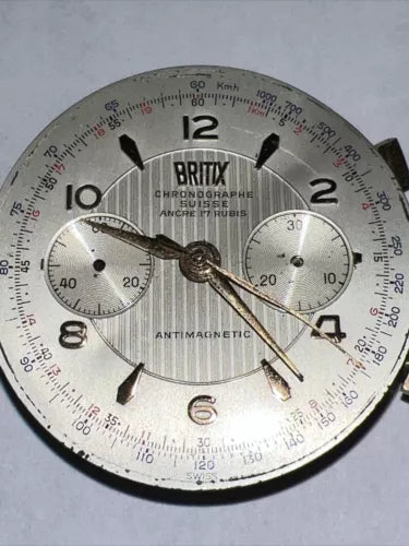 Vintage Britix Chronographe Suisse Watch. Movement & Dial. Needs Parts/service