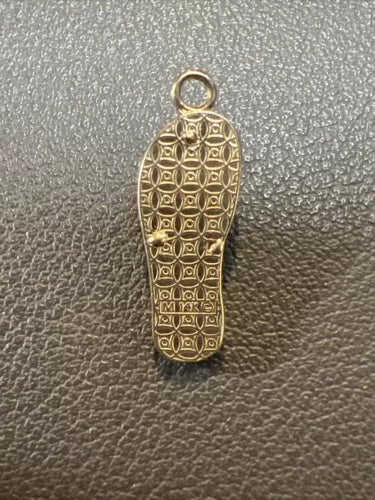14K YELLOW GOLD FIRE OPAL INLAID FLIP FLOP SANDAL PENDANT /Charm
